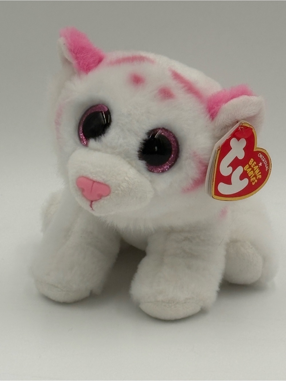 Ty Beanie Babies Tabor White Tiger Plush Pink Glitter Eyes 2022 Tag 6” NWT